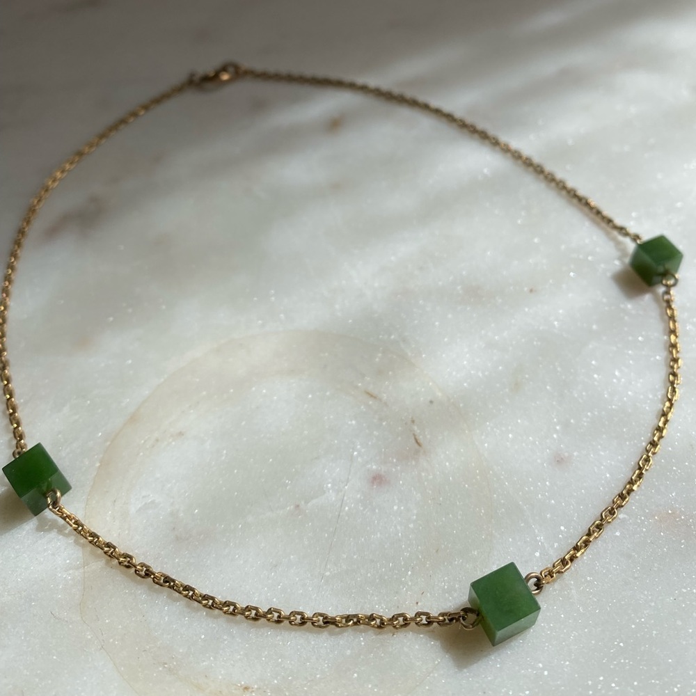 VINTAGE jade cube MODERNIST choker necklace
